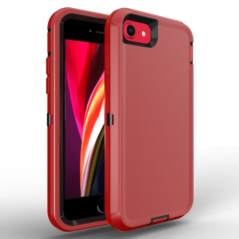 Heavy Duty Armor Robot Case for iPHONE SE [2020] / iPHONE 8 / 7 (Red Black)